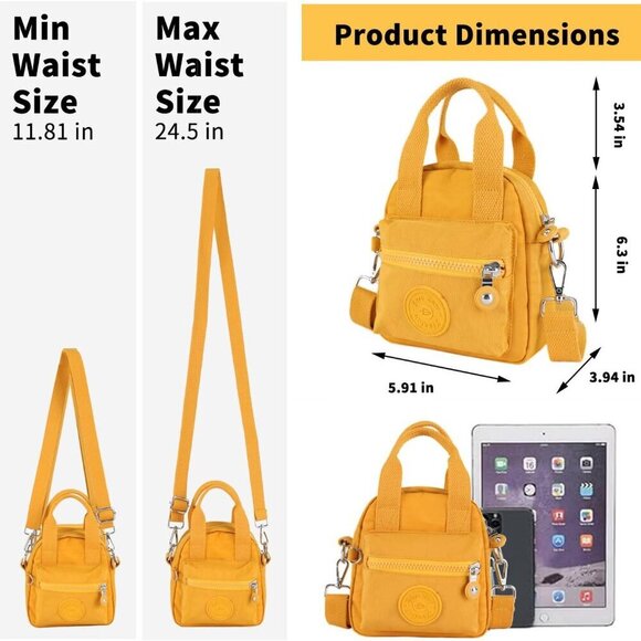 Small Tote Bag with Zipper, Women Waterproof Mini Crossbody Handbags Shoulder Ba - Picture 6 of 6